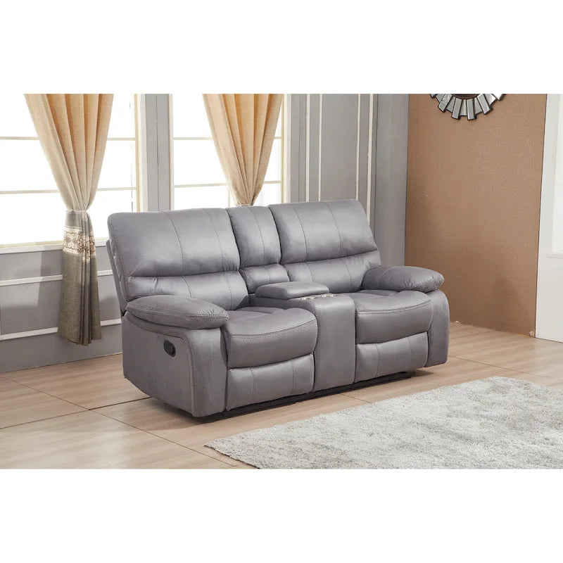 Microfiber Manual Reclining 2-Seat Loveseat with Console - 78"W x 37.4"D x 39"H - Split Back Design