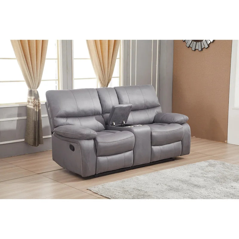 Microfiber Manual Reclining 2-Seat Loveseat with Console - 78"W x 37.4"D x 39"H - Split Back Design