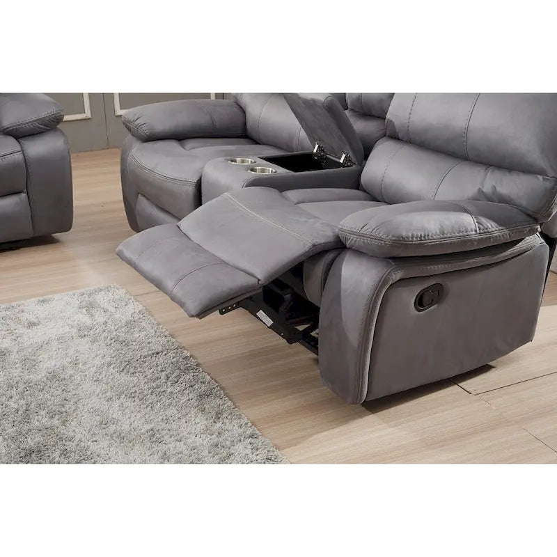 Microfiber Manual Reclining 2-Seat Loveseat with Console - 78"W x 37.4"D x 39"H - Split Back Design