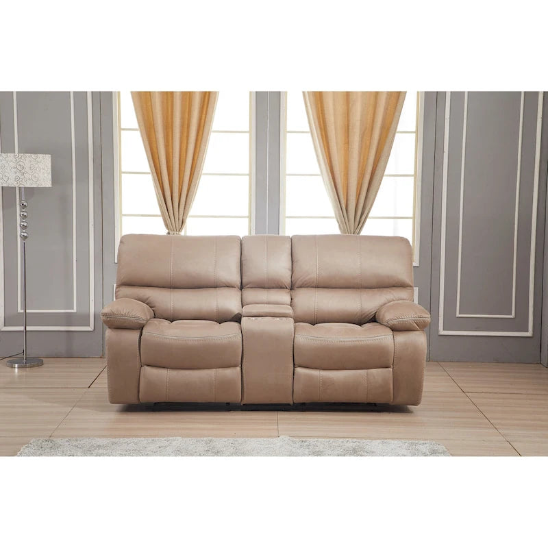 Microfiber Manual Reclining 2-Seat Loveseat with Console - 78"W x 37.4"D x 39"H - Split Back Design