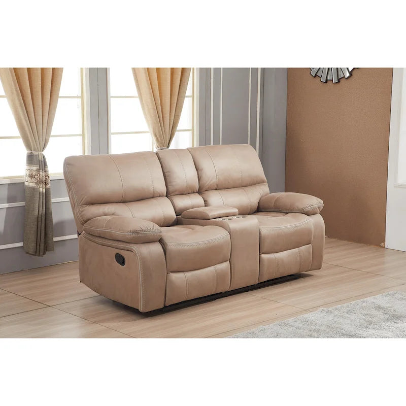 Microfiber Manual Reclining 2-Seat Loveseat with Console - 78"W x 37.4"D x 39"H - Split Back Design
