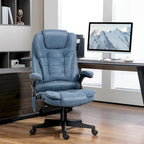 High Back Massage Office Chair - 6 Vibration Points - Beige PU Leather - 120° Recline - 265lbs Capacity