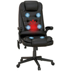 High Back Massage Office Chair - 6 Vibration Points - Beige PU Leather - 120° Recline - 265lbs Capacity