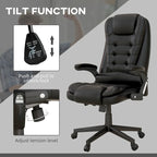 High Back Massage Office Chair - 6 Vibration Points - Beige PU Leather - 120° Recline - 265lbs Capacity