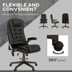 High Back Massage Office Chair - 6 Vibration Points - Beige PU Leather - 120° Recline - 265lbs Capacity