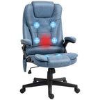 High Back Massage Office Chair - 6 Vibration Points - Beige PU Leather - 120° Recline - 265lbs Capacity