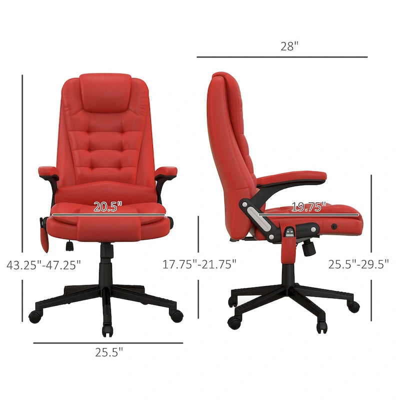 High Back Massage Office Chair - 6 Vibration Points - Beige PU Leather - 120° Recline - 265lbs Capacity