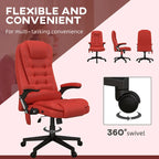 High Back Massage Office Chair - 6 Vibration Points - Beige PU Leather - 120° Recline - 265lbs Capacity