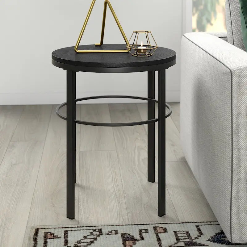 20" Wide Round Side Table - MDF Top - Steel Frame - 40lbs Capacity - Modern Living Room Bedroom