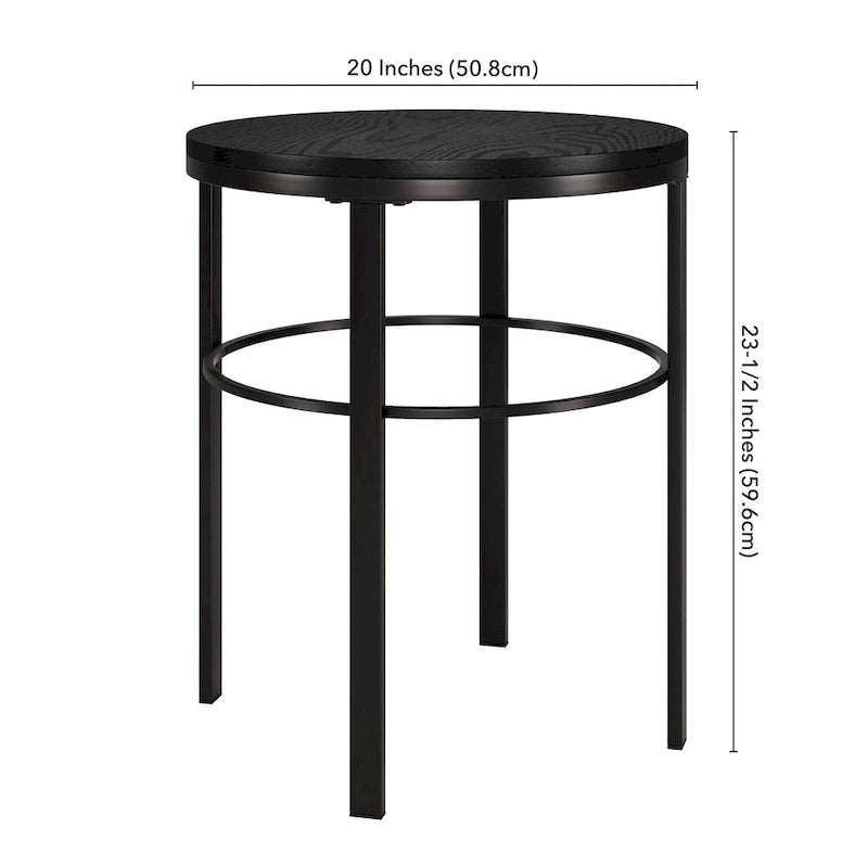 20" Wide Round Side Table - MDF Top - Steel Frame - 40lbs Capacity - Modern Living Room Bedroom
