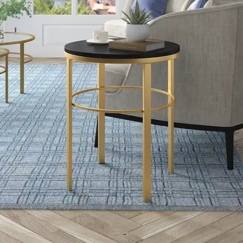 20" Wide Round Side Table - MDF Top - Steel Frame - 40lbs Capacity - Modern Living Room Bedroom