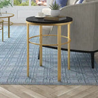 20" Wide Round Side Table - MDF Top - Steel Frame - 40lbs Capacity - Modern Living Room Bedroom