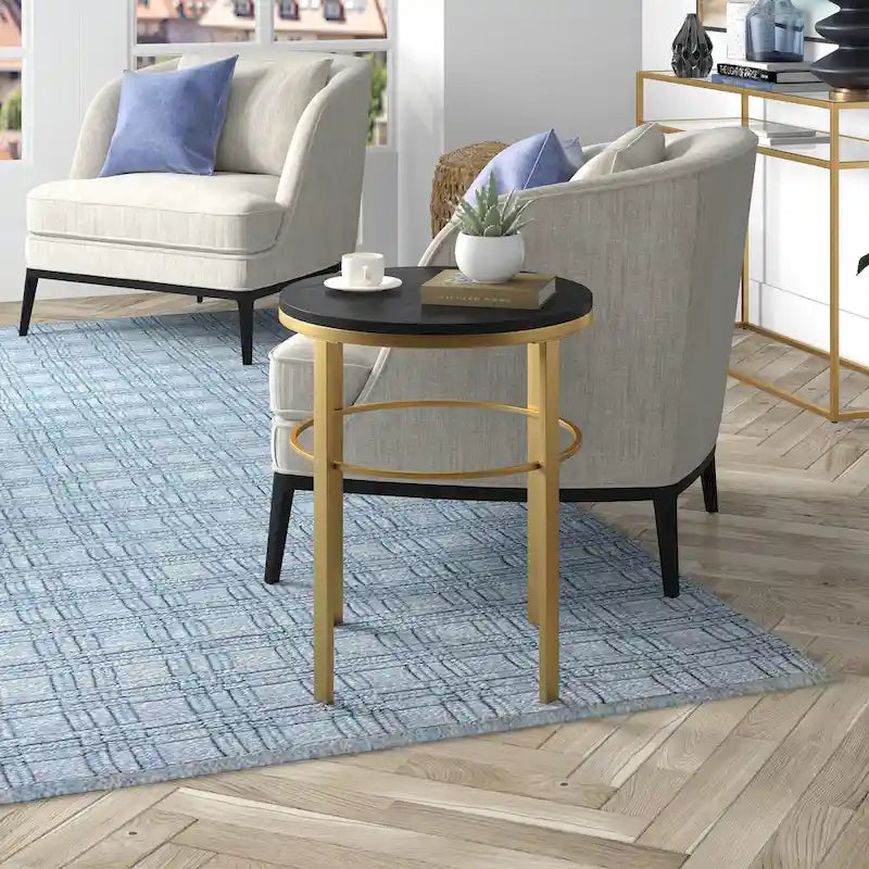 20" Wide Round Side Table - MDF Top - Steel Frame - 40lbs Capacity - Modern Living Room Bedroom