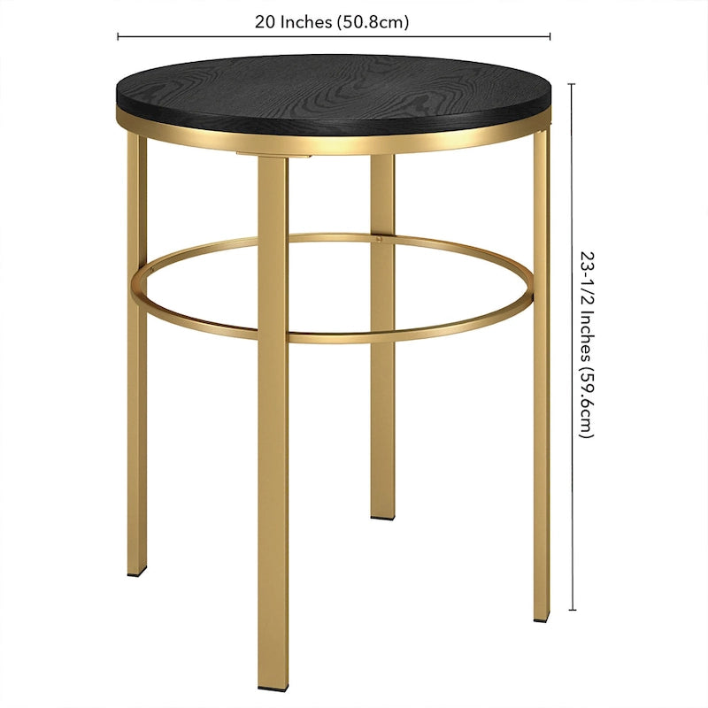 20" Wide Round Side Table - MDF Top - Steel Frame - 40lbs Capacity - Modern Living Room Bedroom
