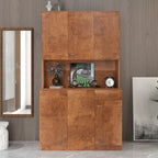 70.87"H Tall Storage Cabinet - 6 Doors 1 Drawer - Walnut MDF Wardrobe - 39.37"W x 15.35"D - Kitchen Bedroom
