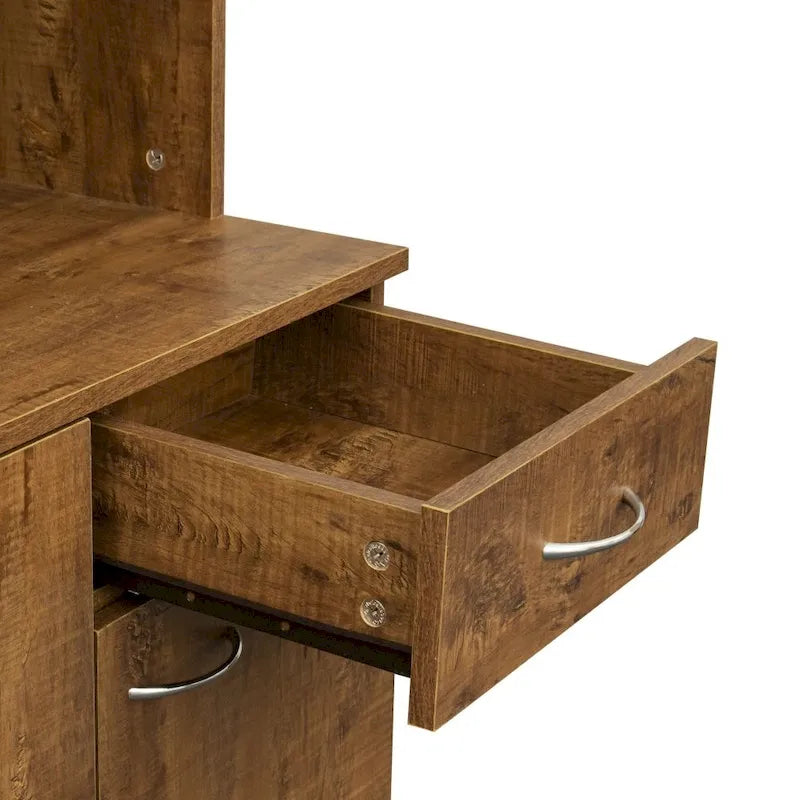 70.87"H Tall Storage Cabinet - 6 Doors 1 Drawer - Walnut MDF Wardrobe - 39.37"W x 15.35"D - Kitchen Bedroom