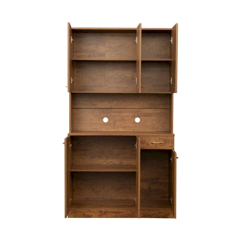 70.87"H Tall Storage Cabinet - 6 Doors 1 Drawer - Walnut MDF Wardrobe - 39.37"W x 15.35"D - Kitchen Bedroom