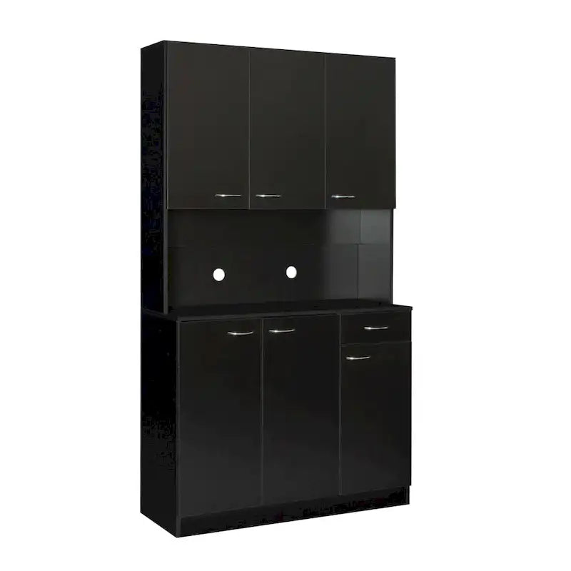 70.87"H Tall Storage Cabinet - 6 Doors 1 Drawer - Walnut MDF Wardrobe - 39.37"W x 15.35"D - Kitchen Bedroom