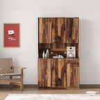 70.87"H Tall Storage Cabinet - 6 Doors 1 Drawer - Walnut MDF Wardrobe - 39.37"W x 15.35"D - Kitchen Bedroom