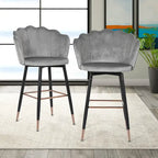 Velvet Bar Stools Set of 2 - 42"H - Metal Legs - Cushioned Seat - Kitchen Counter Height