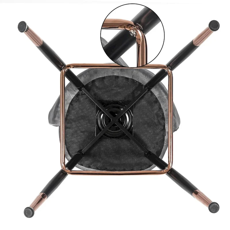 Velvet Bar Stools Set of 2 - 42"H - Metal Legs - Cushioned Seat - Kitchen Counter Height