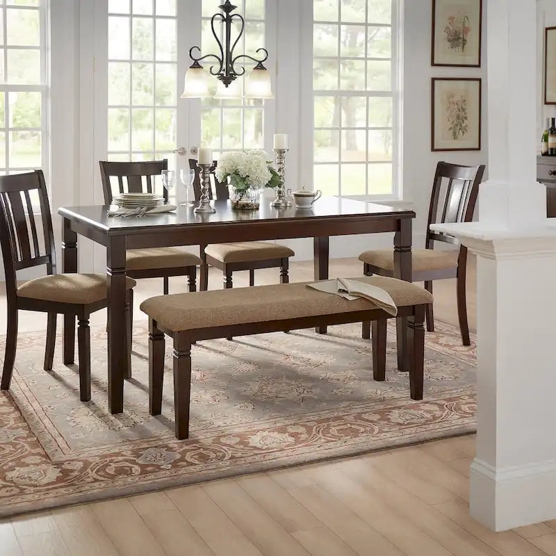 Espresso Finish Dining Table 60"W x 36"D - Rubberwood & Birch Veneer - Classic Transitional Style
