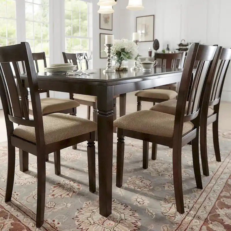 Espresso Finish Dining Table 60"W x 36"D - Rubberwood & Birch Veneer - Classic Transitional Style