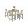5-Piece Counter Height Dining Set 35.4" Square Table - 4 Upholstered Chairs - Solid Wood - Antique Grey