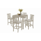 5-Piece Counter Height Dining Set 35.4" Square Table - 4 Upholstered Chairs - Solid Wood - Antique Grey