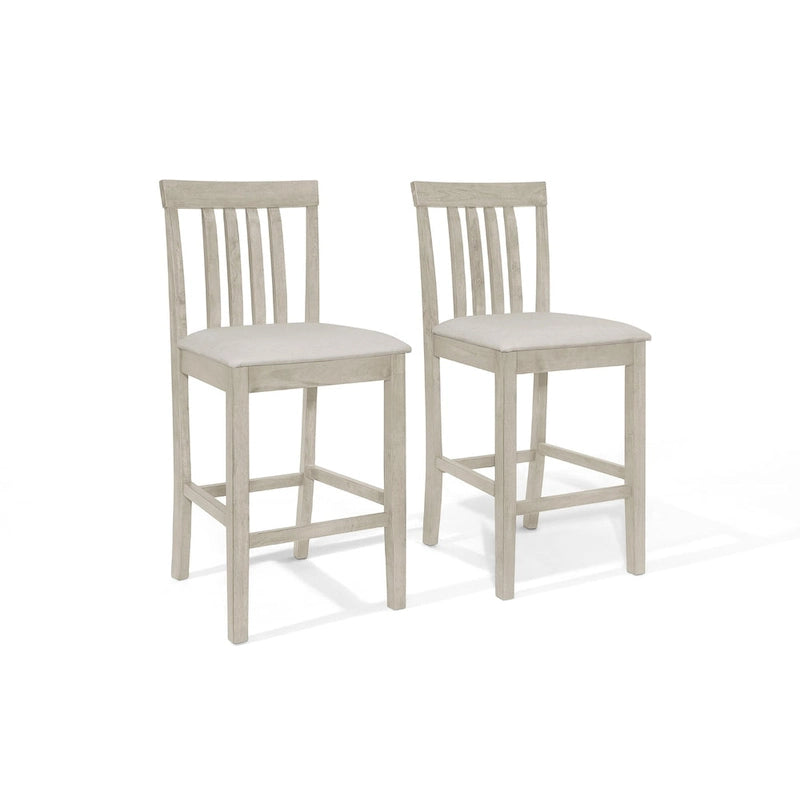 5-Piece Counter Height Dining Set 35.4" Square Table - 4 Upholstered Chairs - Solid Wood - Antique Grey