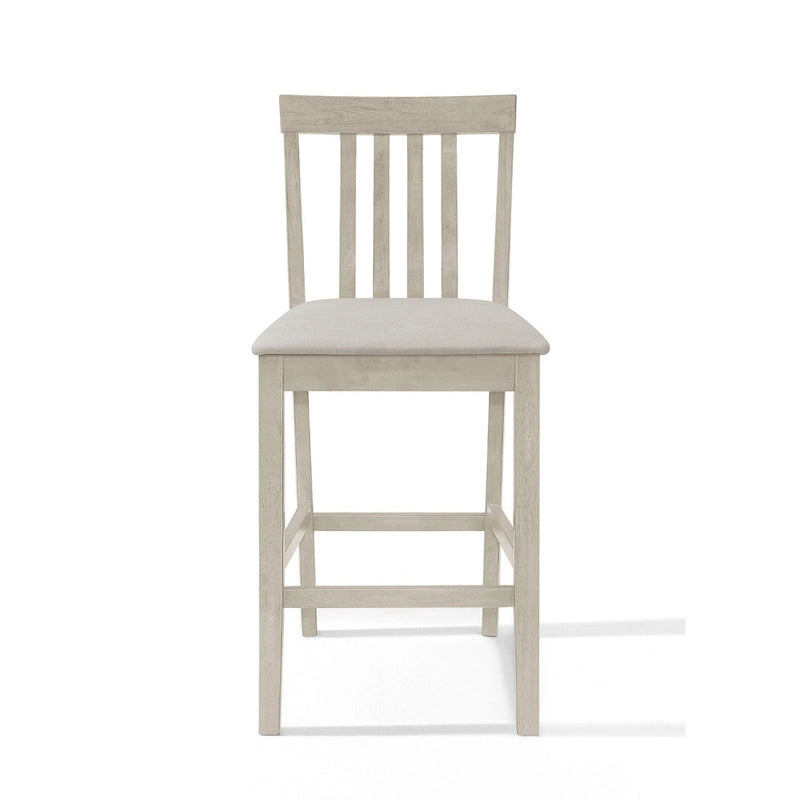 5-Piece Counter Height Dining Set 35.4" Square Table - 4 Upholstered Chairs - Solid Wood - Antique Grey