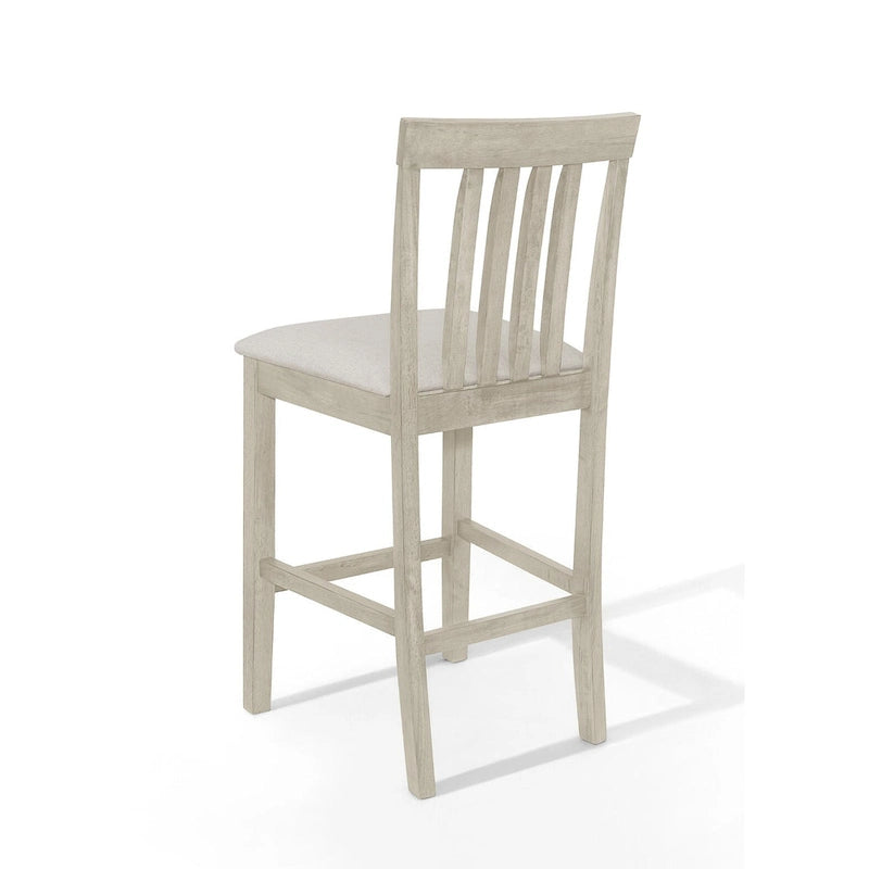 5-Piece Counter Height Dining Set 35.4" Square Table - 4 Upholstered Chairs - Solid Wood - Antique Grey