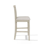 5-Piece Counter Height Dining Set 35.4" Square Table - 4 Upholstered Chairs - Solid Wood - Antique Grey