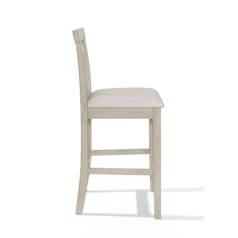 5-Piece Counter Height Dining Set 35.4" Square Table - 4 Upholstered Chairs - Solid Wood - Antique Grey