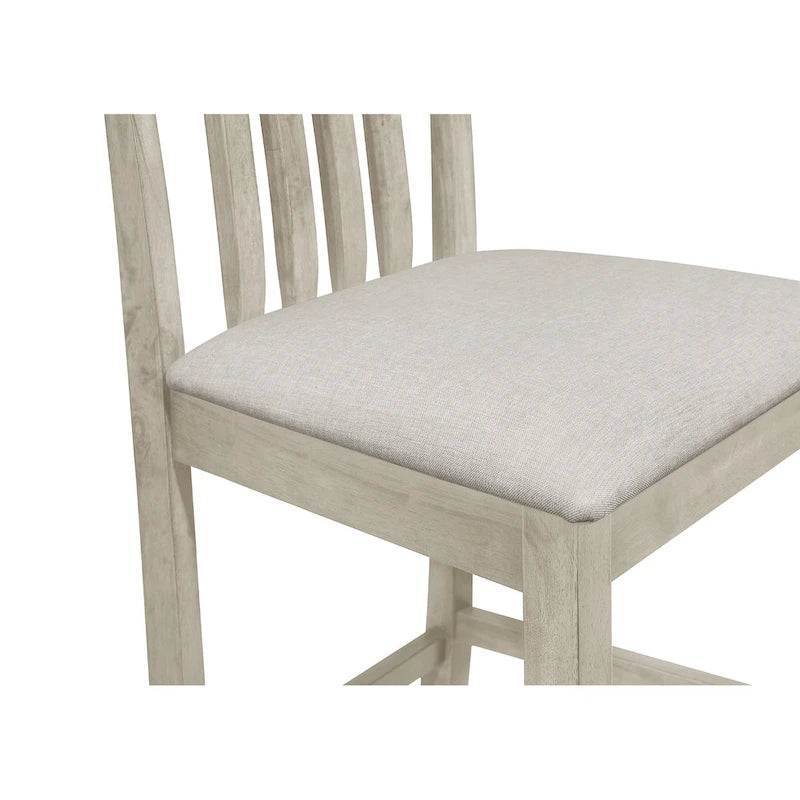 5-Piece Counter Height Dining Set 35.4" Square Table - 4 Upholstered Chairs - Solid Wood - Antique Grey