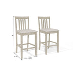 5-Piece Counter Height Dining Set 35.4" Square Table - 4 Upholstered Chairs - Solid Wood - Antique Grey