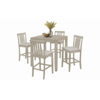 5-Piece Counter Height Dining Set 35.4" Square Table - 4 Upholstered Chairs - Solid Wood - Antique Grey