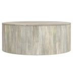 Solid Mango Wood Round Drum Coffee Table 36" - Contemporary Urban Design - Fully Assembled - Natural Finish