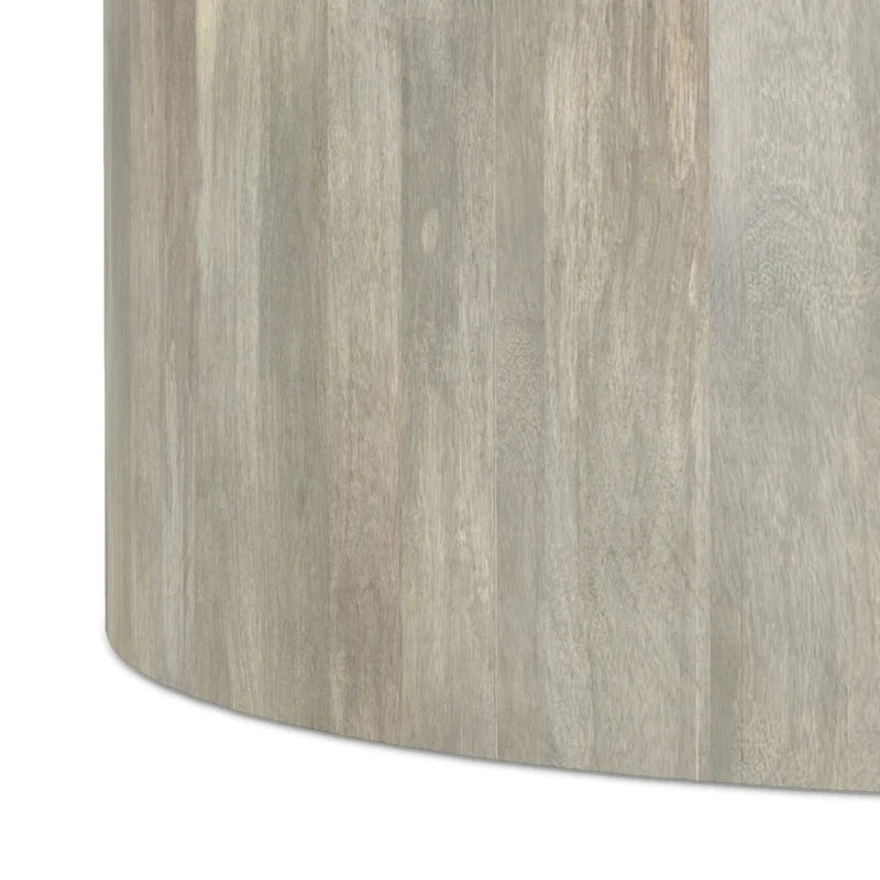 Solid Mango Wood Round Drum Coffee Table 36" - Contemporary Urban Design - Fully Assembled - Natural Finish