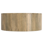 Solid Mango Wood Round Drum Coffee Table 36" - Contemporary Urban Design - Fully Assembled - Natural Finish