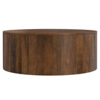 Solid Mango Wood Round Drum Coffee Table 36" - Contemporary Urban Design - Fully Assembled - Natural Finish