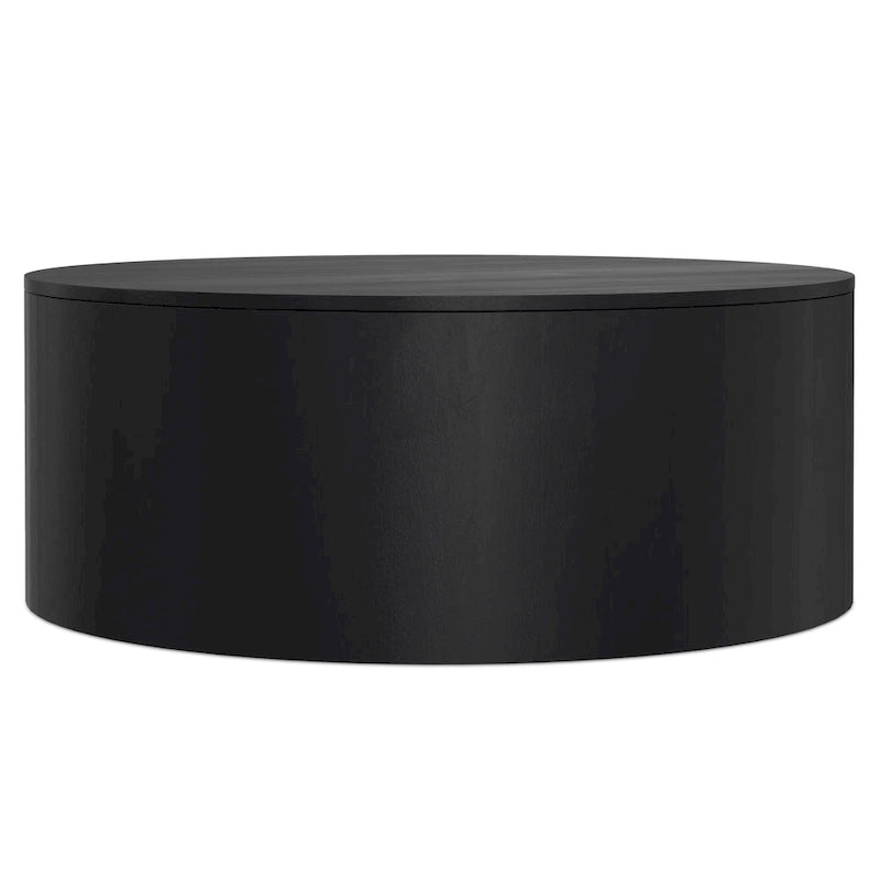 Solid Mango Wood Round Drum Coffee Table 36" - Contemporary Urban Design - Fully Assembled - Natural Finish