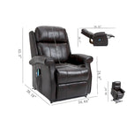 Power Lift Recliner Chair with 8-Point Massage - Faux Leather - 360lbs Capacity - 34.64"W x 43.3"H - Elderly Comfort