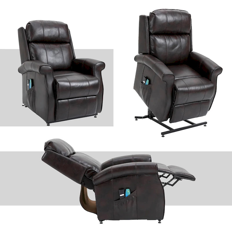 Power Lift Recliner Chair with 8-Point Massage - Faux Leather - 360lbs Capacity - 34.64"W x 43.3"H - Elderly Comfort