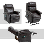 Power Lift Recliner Chair with 8-Point Massage - Faux Leather - 360lbs Capacity - 34.64"W x 43.3"H - Elderly Comfort
