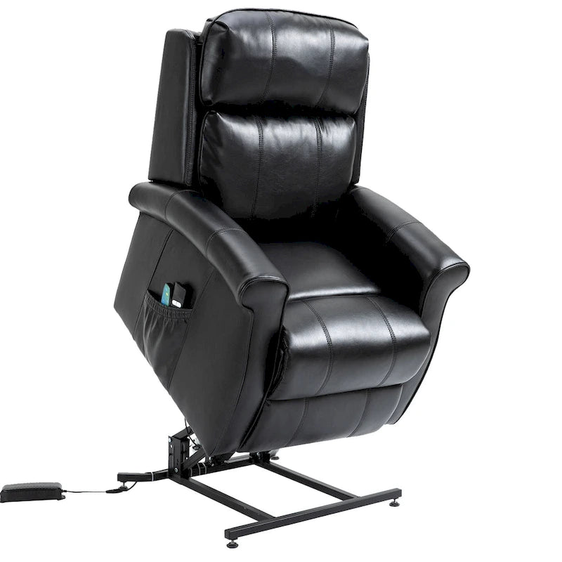 Power Lift Recliner Chair with 8-Point Massage - Faux Leather - 360lbs Capacity - 34.64"W x 43.3"H - Elderly Comfort