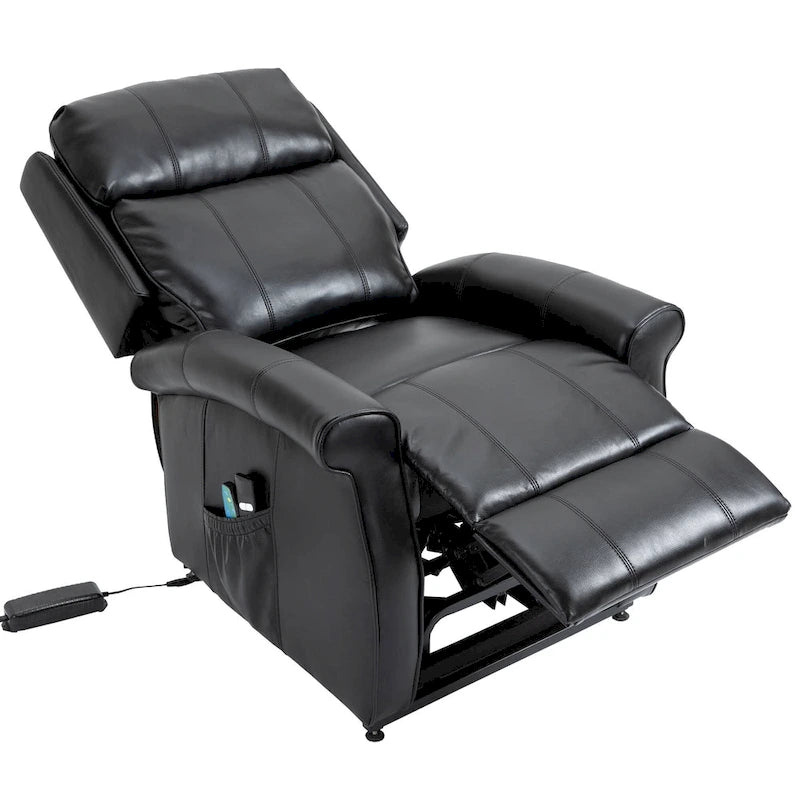 Power Lift Recliner Chair with 8-Point Massage - Faux Leather - 360lbs Capacity - 34.64"W x 43.3"H - Elderly Comfort