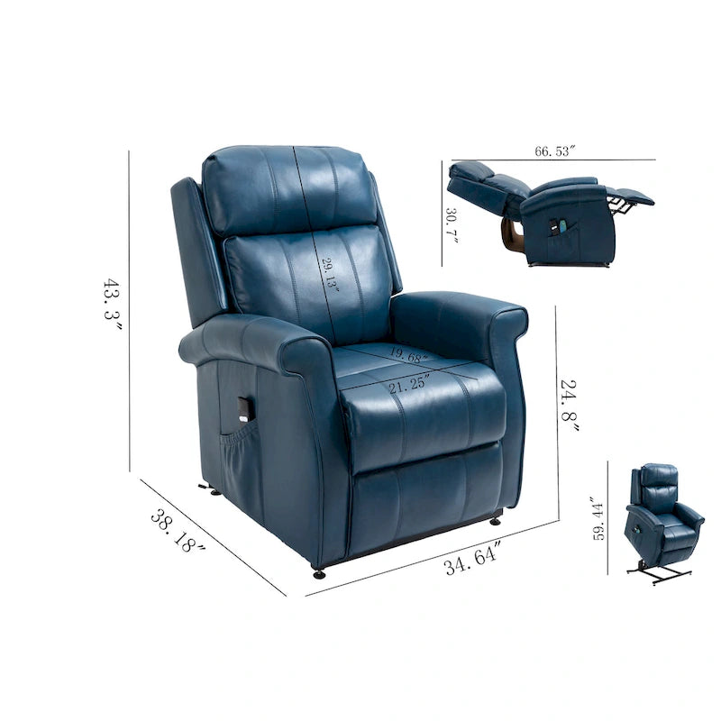 Power Lift Recliner Chair with 8-Point Massage - Faux Leather - 360lbs Capacity - 34.64"W x 43.3"H - Elderly Comfort