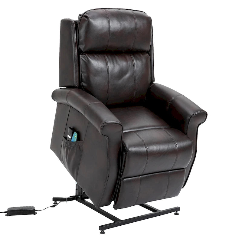 Power Lift Recliner Chair with 8-Point Massage - Faux Leather - 360lbs Capacity - 34.64"W x 43.3"H - Elderly Comfort