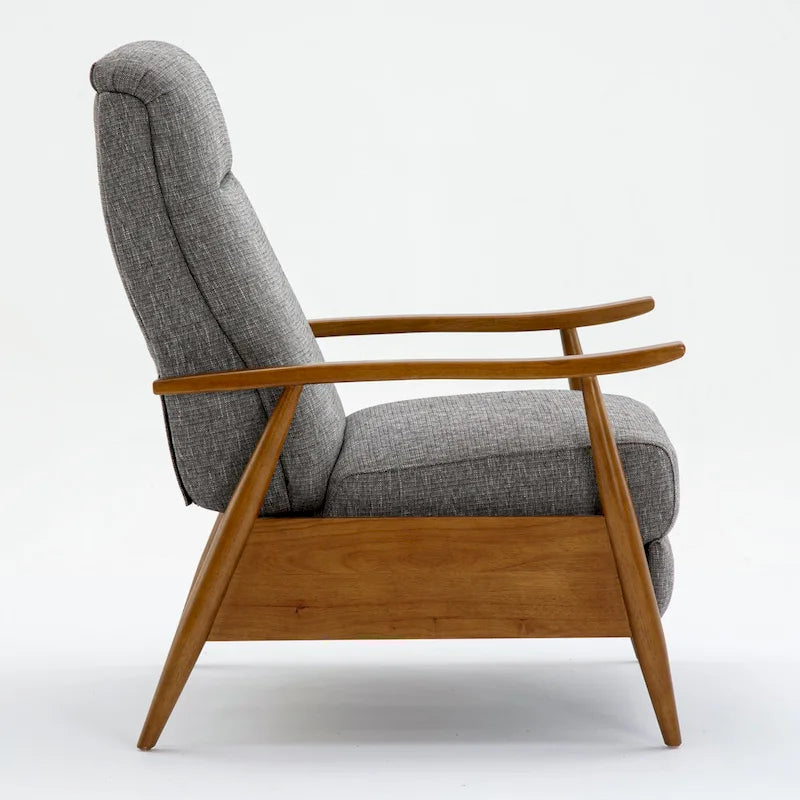 Wood Arm Push Back Recliner - Performance Fabric - Chestnut Brown - 42.5"H x 30"W x 34"D - Modern Living Room